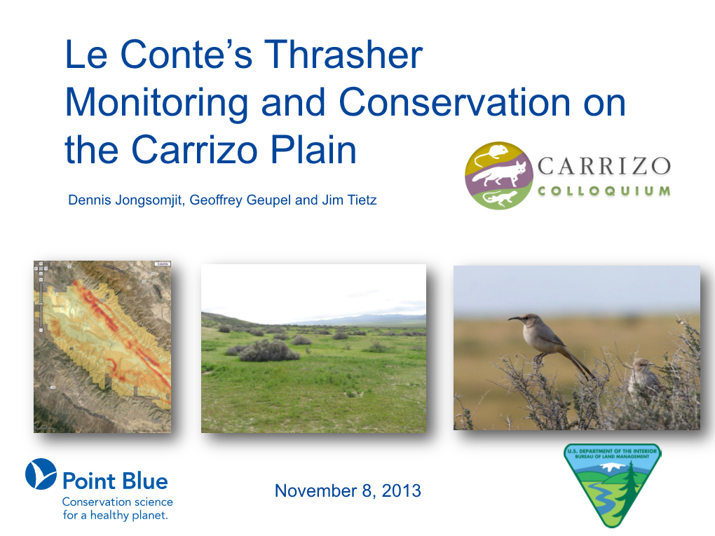 Le Conte's Thrasher Monitoring and Conservation on the Carrizo Plain