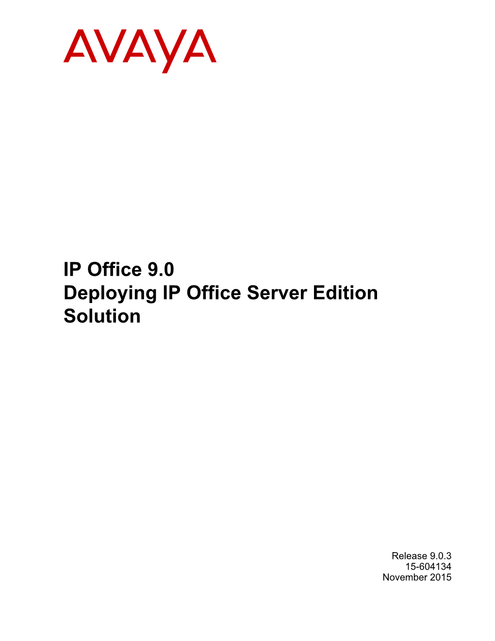 Deploying IP Office Server Edition Solution