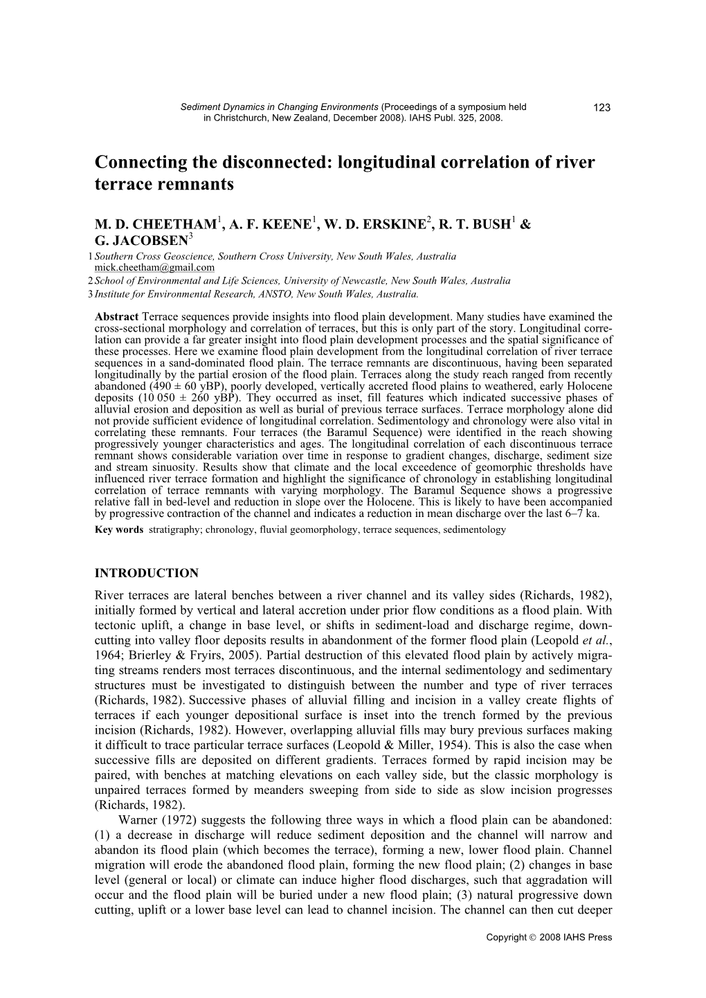 Longitudinal Correlation of River Terrace Remnants