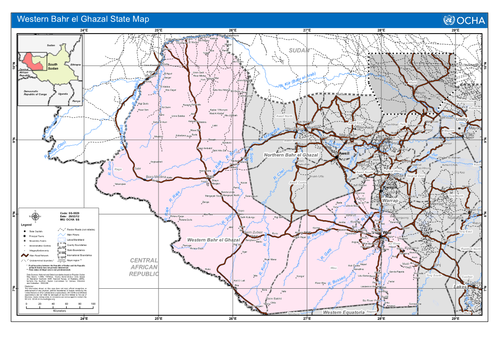 Western Bahr El Ghazal State Map