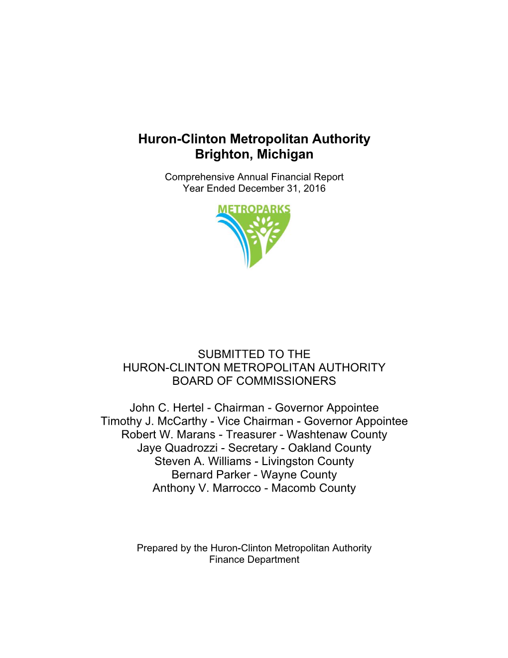 Huron-Clinton Metropolitan Authority Brighton, Michigan