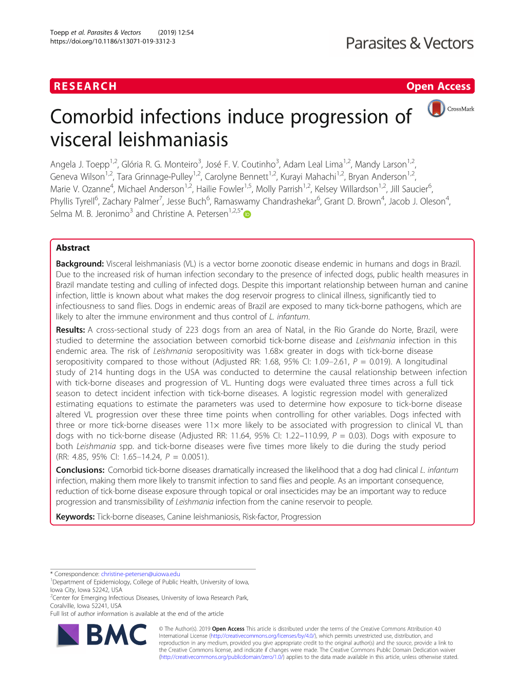 Comorbid Infections Induce Progression of Visceral Leishmaniasis Angela J