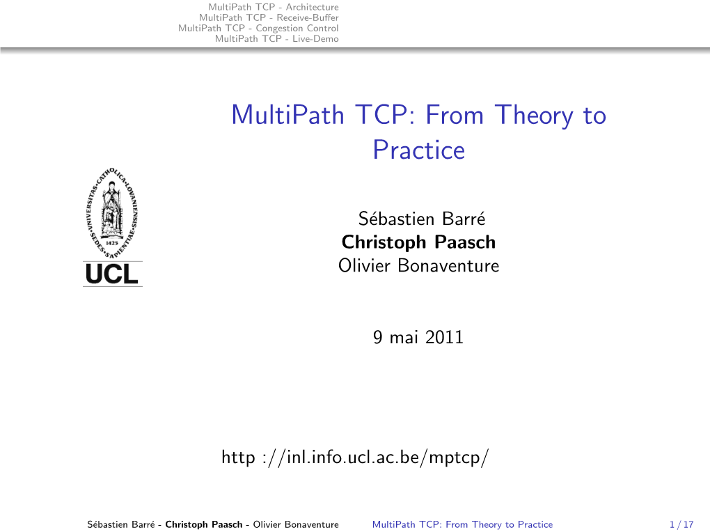 Multipath TCP: from Theory to Practice