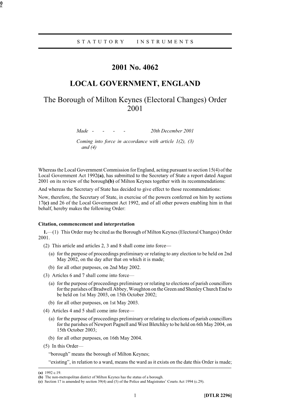 2001 No. 4062 LOCAL GOVERNMENT