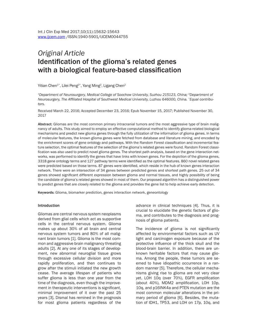 Original Article Identification of the Glioma's Related Genes with A