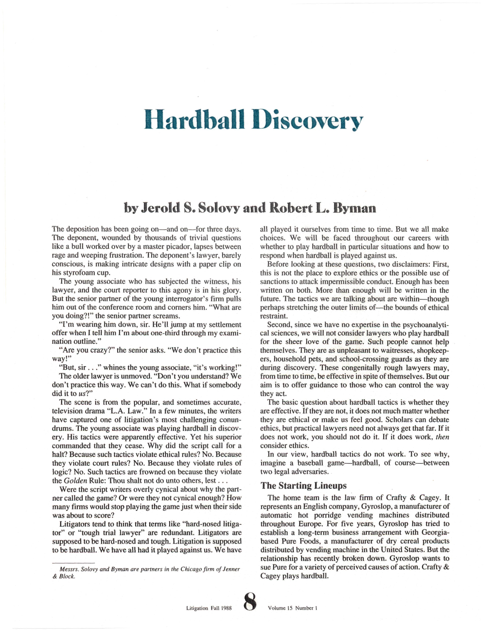 Hardball Discovery