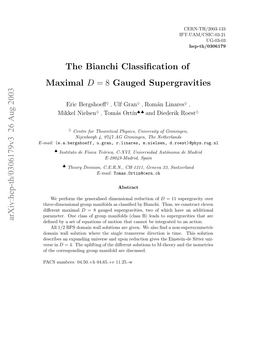 The Bianchi Classification of Maximal D= 8 Gauged Supergravities