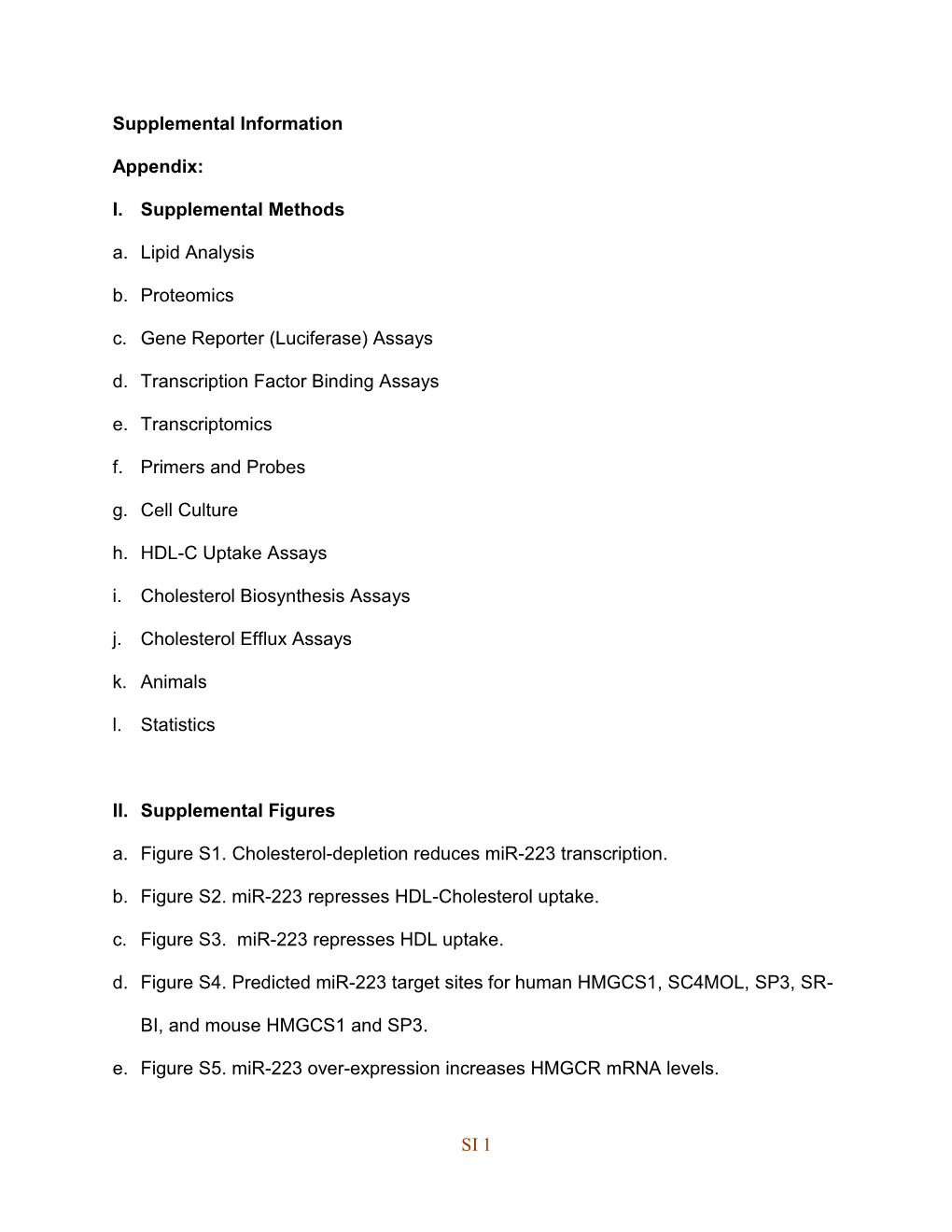 I. Supplemental Methods A. Lipid Analysis B. Proteomics C. Gene Reporter (Luciferase) Assays D