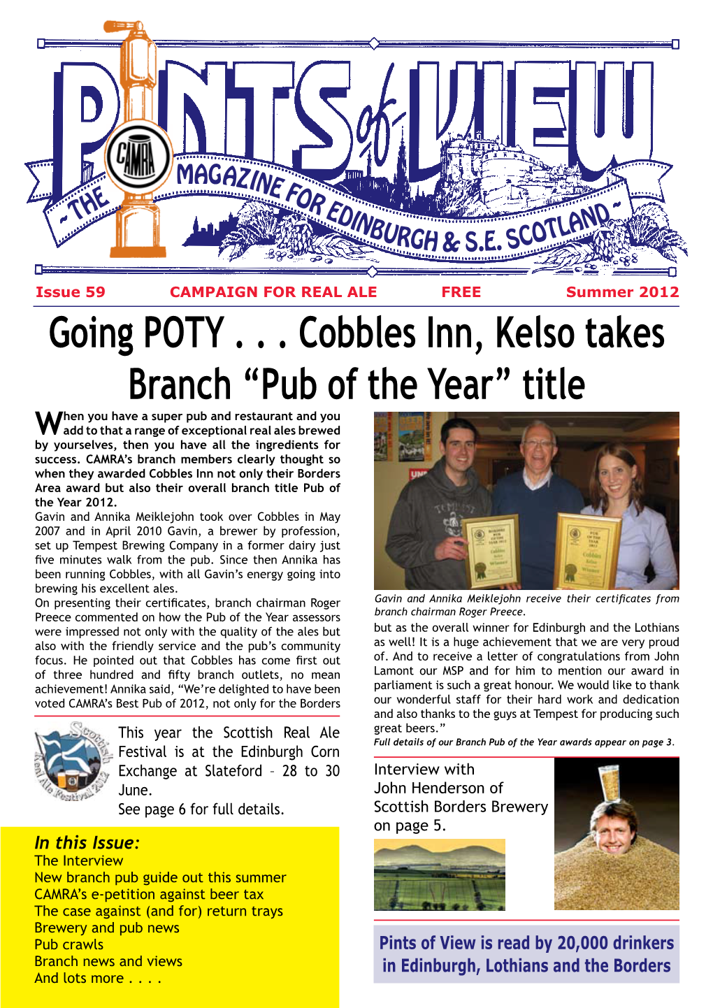Going POTY . . . Cobbles Inn, Kelso Takes Branch “Pub of the Year” Title