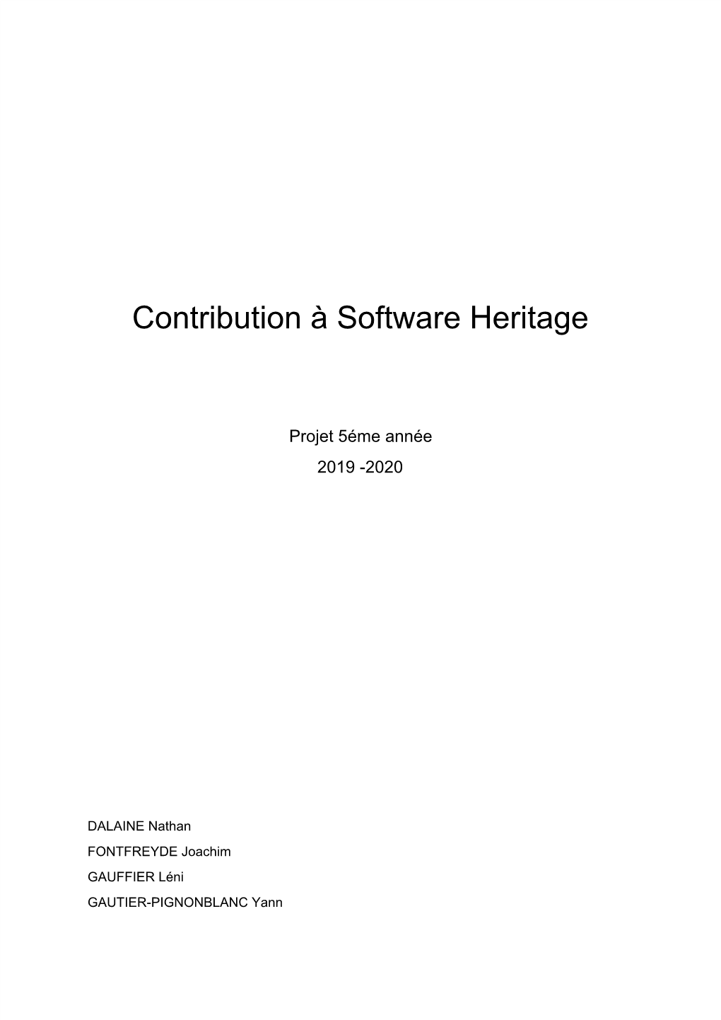 Contribution À Software Heritage