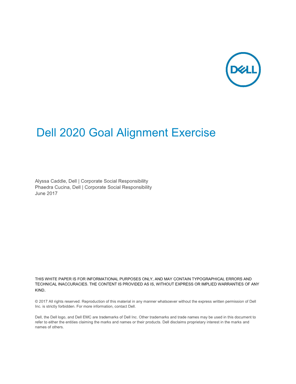 Dell 2020 Goal Alignment Exercise