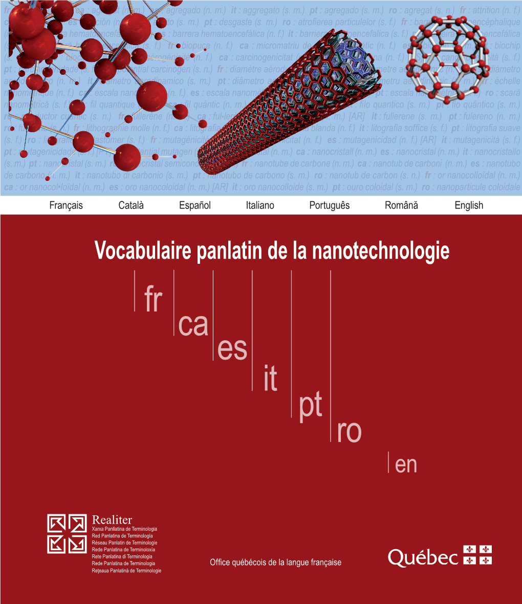 Vocabulaire Panlatin De La Nanotechnologie Fr Ca Es It Pt Ro En