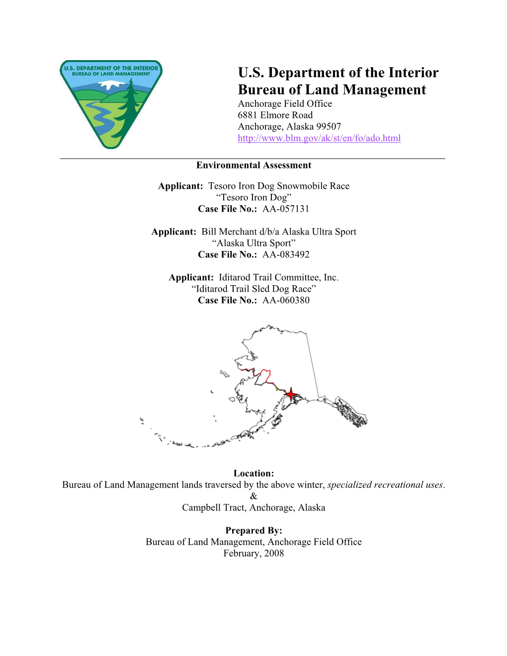 Tesoro Iron Dog Special Recreation Permit