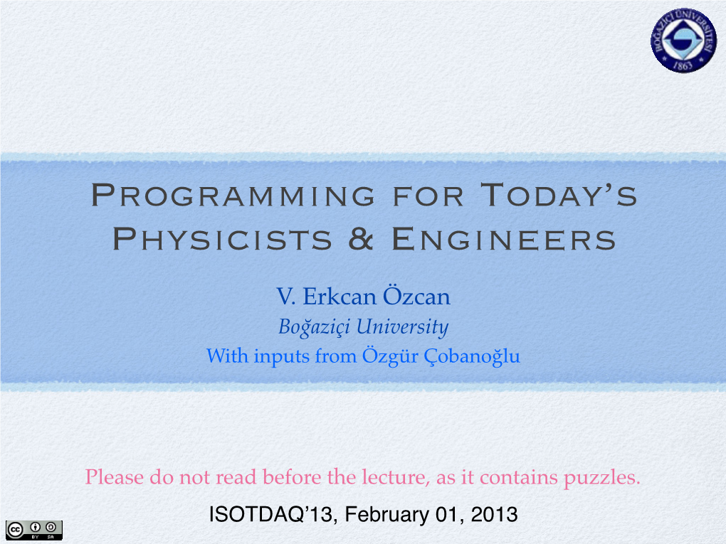 Programming for Today's Physicists & Engineers