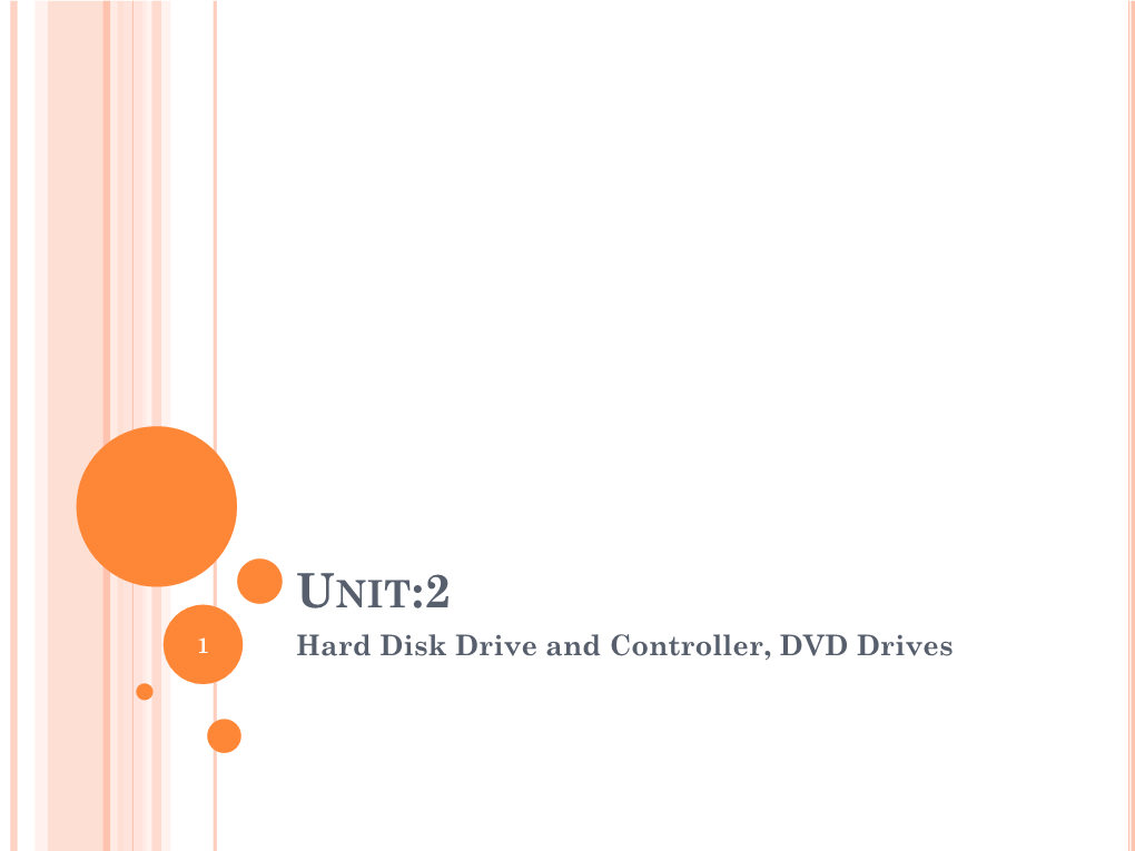 UNIT:2 1 Hard Disk Drive and Controller, DVD Drives