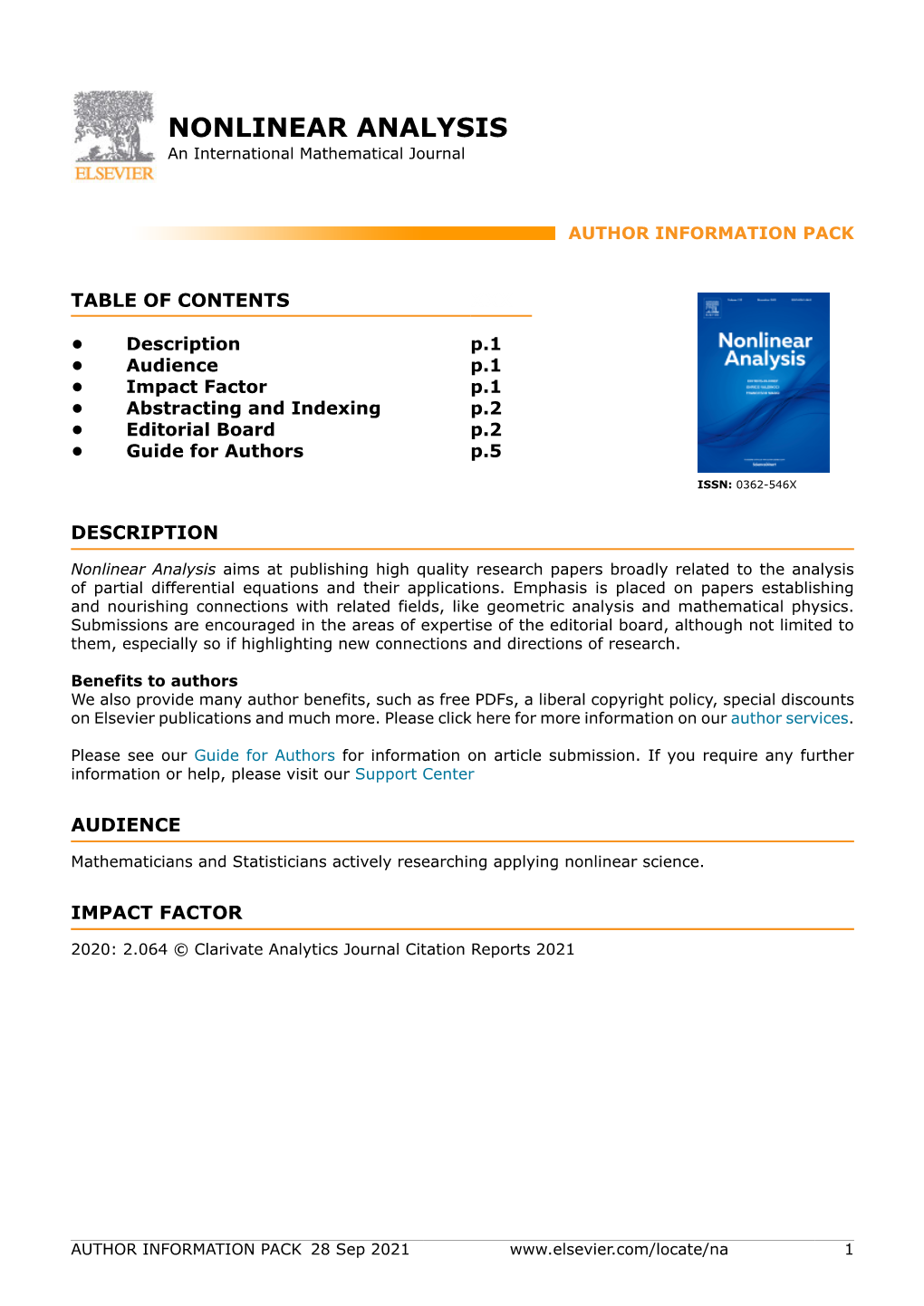 NONLINEAR ANALYSIS an International Mathematical Journal