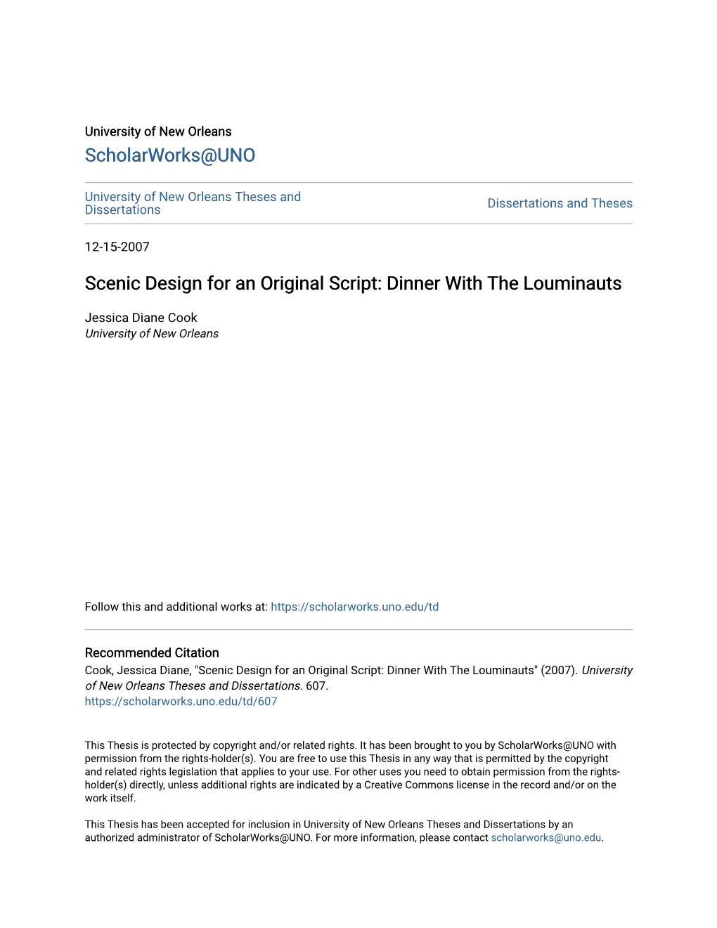 Scenic Design for an Original Script: Dinner with the Louminauts