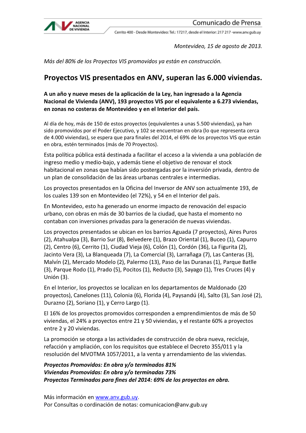 Proyectos VIS Presentados En ANV, Superan Las 6.000 Viviendas