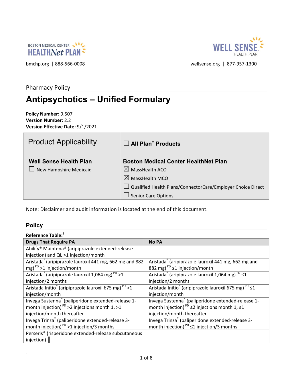 Antipsychotics- United Formulary