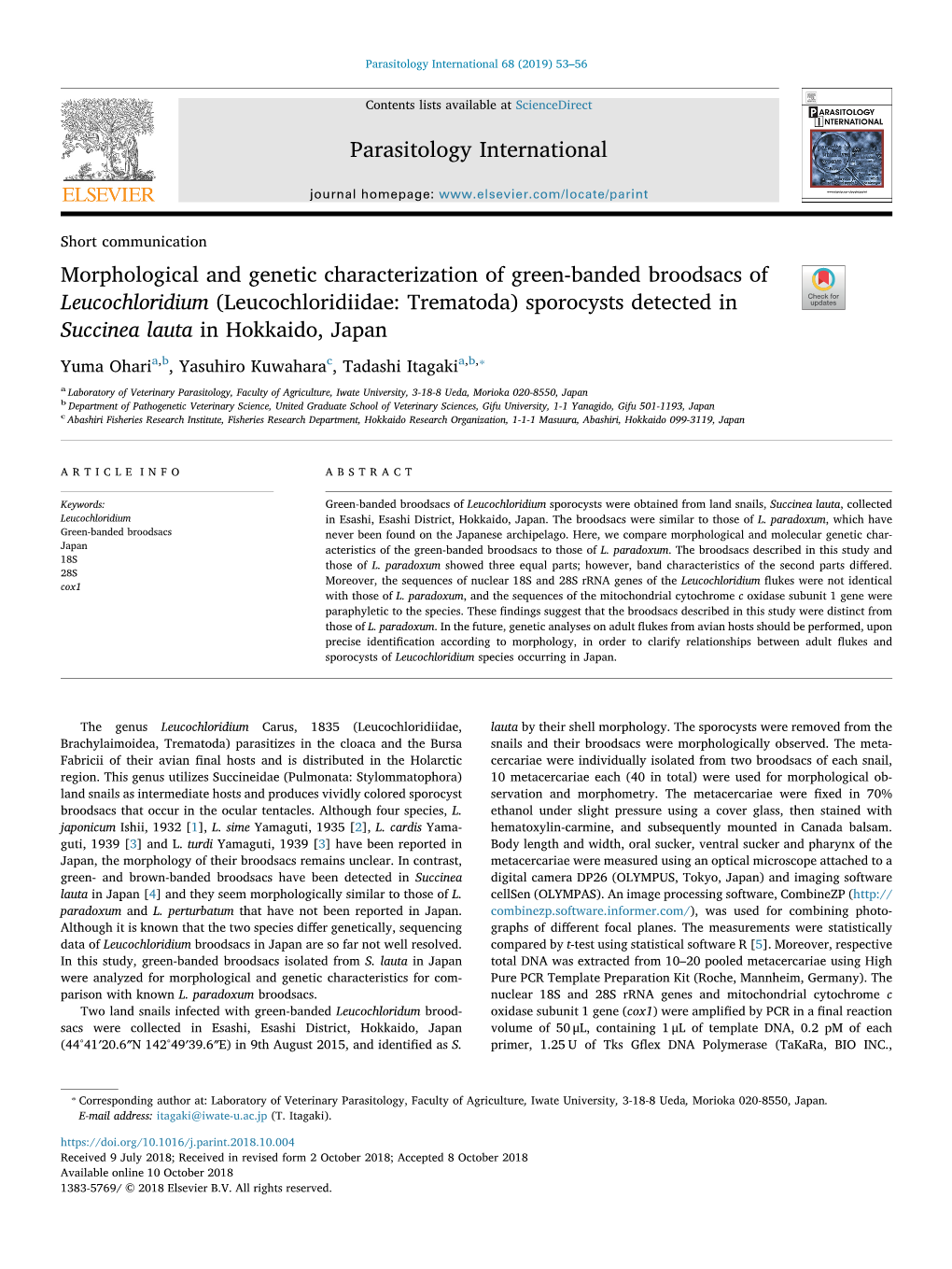 Morphological and Genetic Characterization of Green-Banded