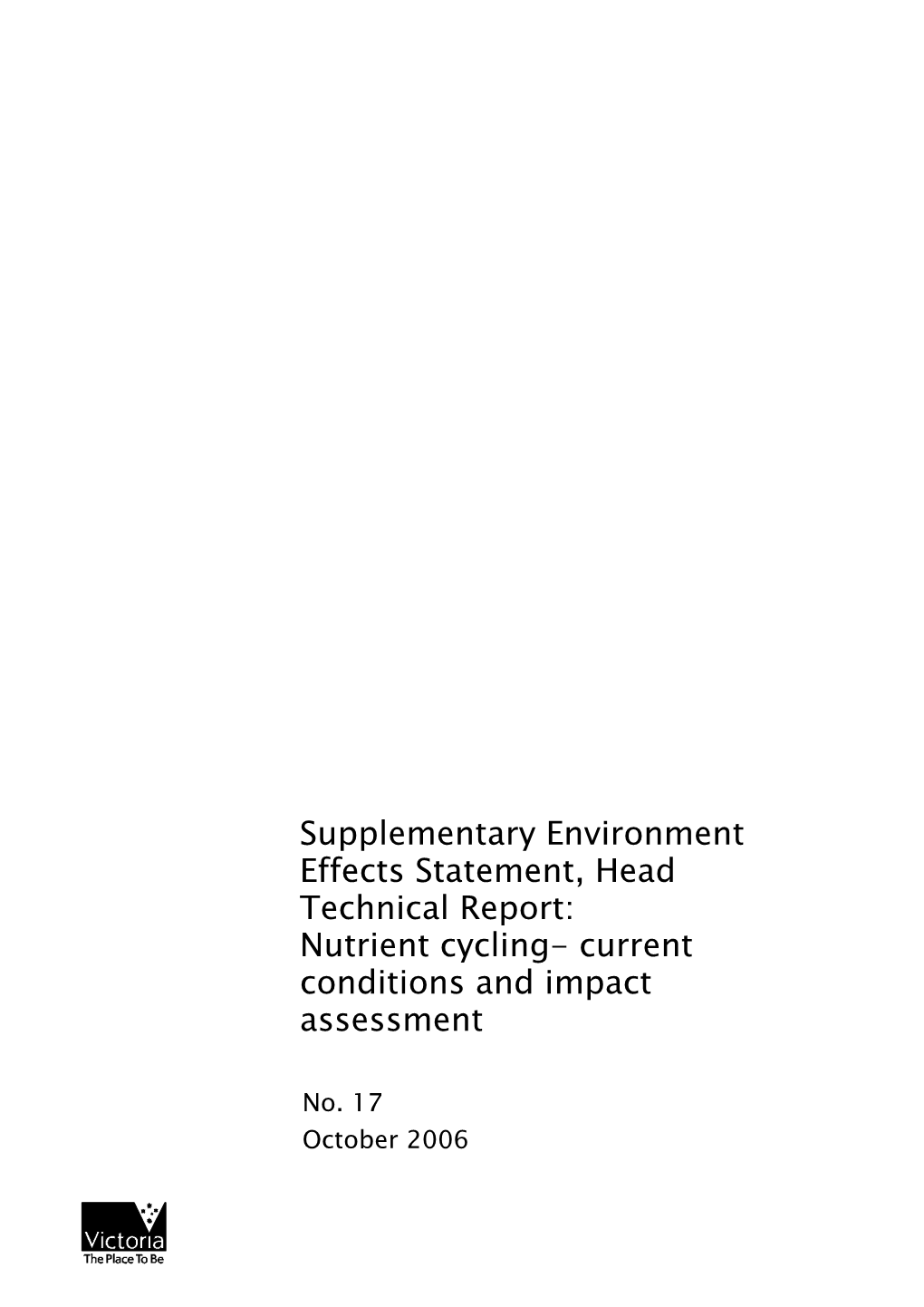 Nutrient Cycling- Current Conditions and Impact Assessment