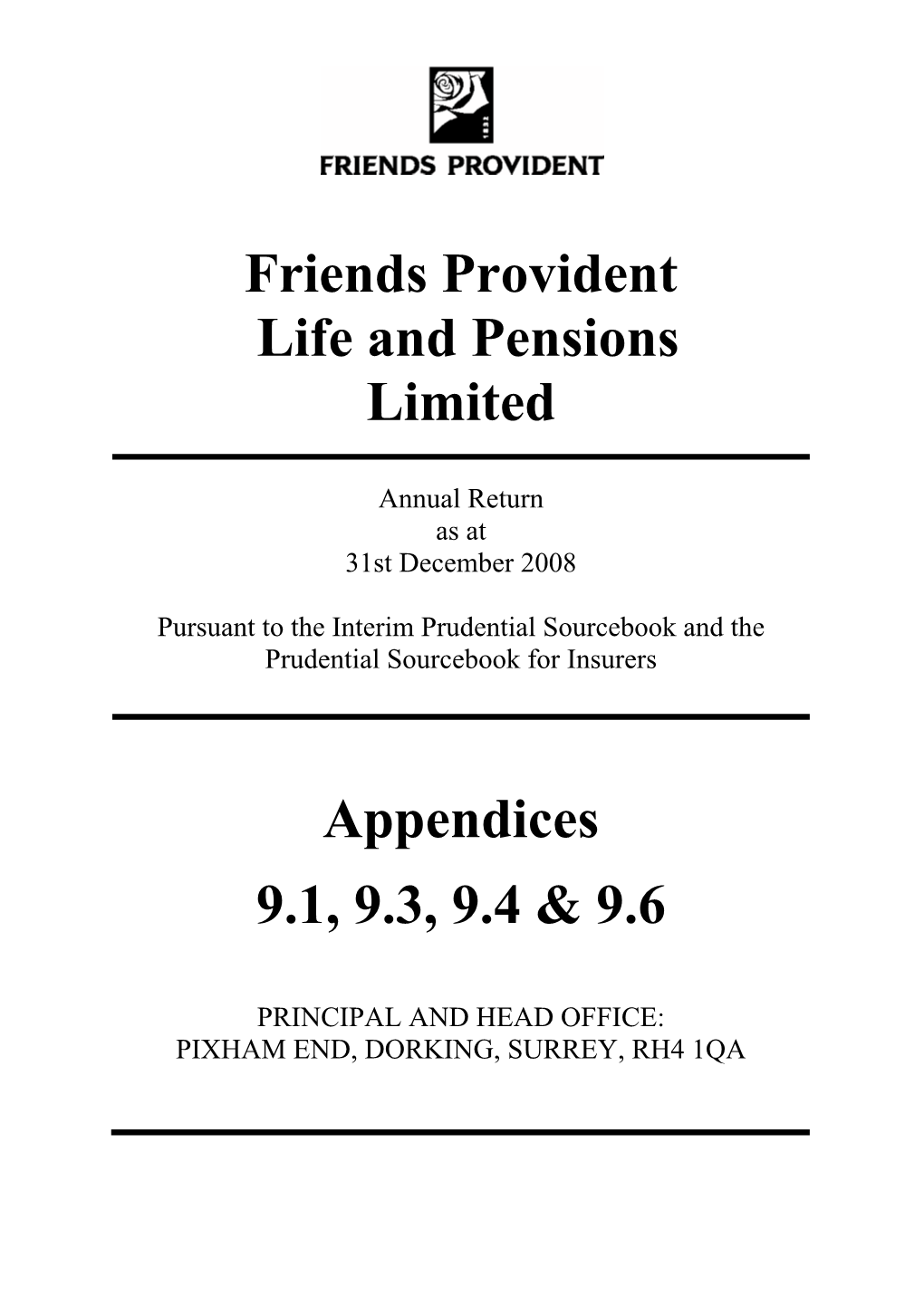 Friends Provident Life and Pensions Limited