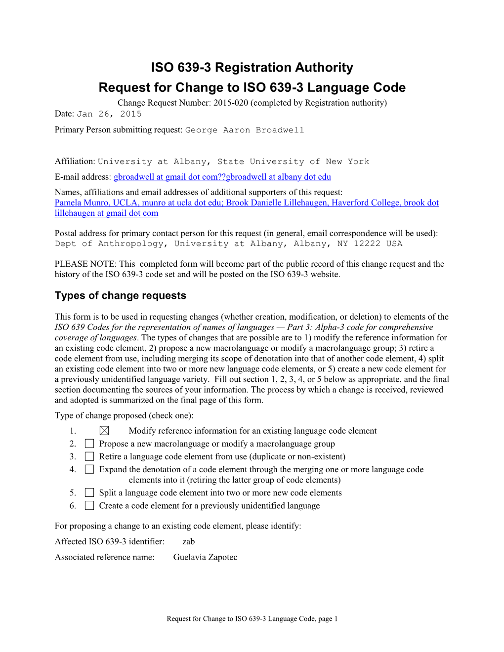 ISO 639-3 Code Split Request Template