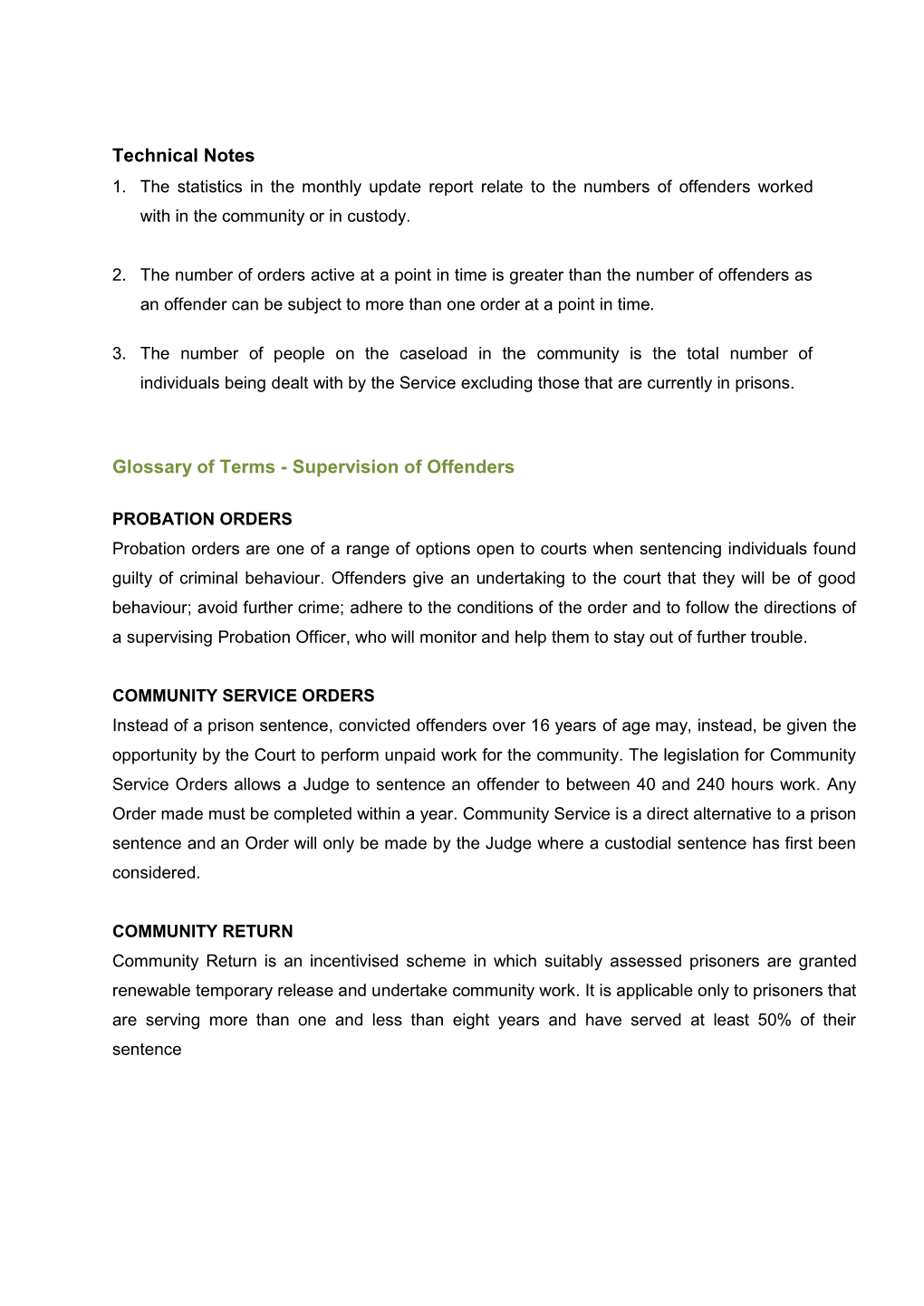 Technical Notes Glossary of Terms