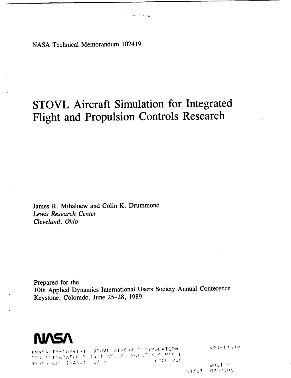 STOVL Aircraft Simulation for Integrated Flight and Propulsion Controls Research