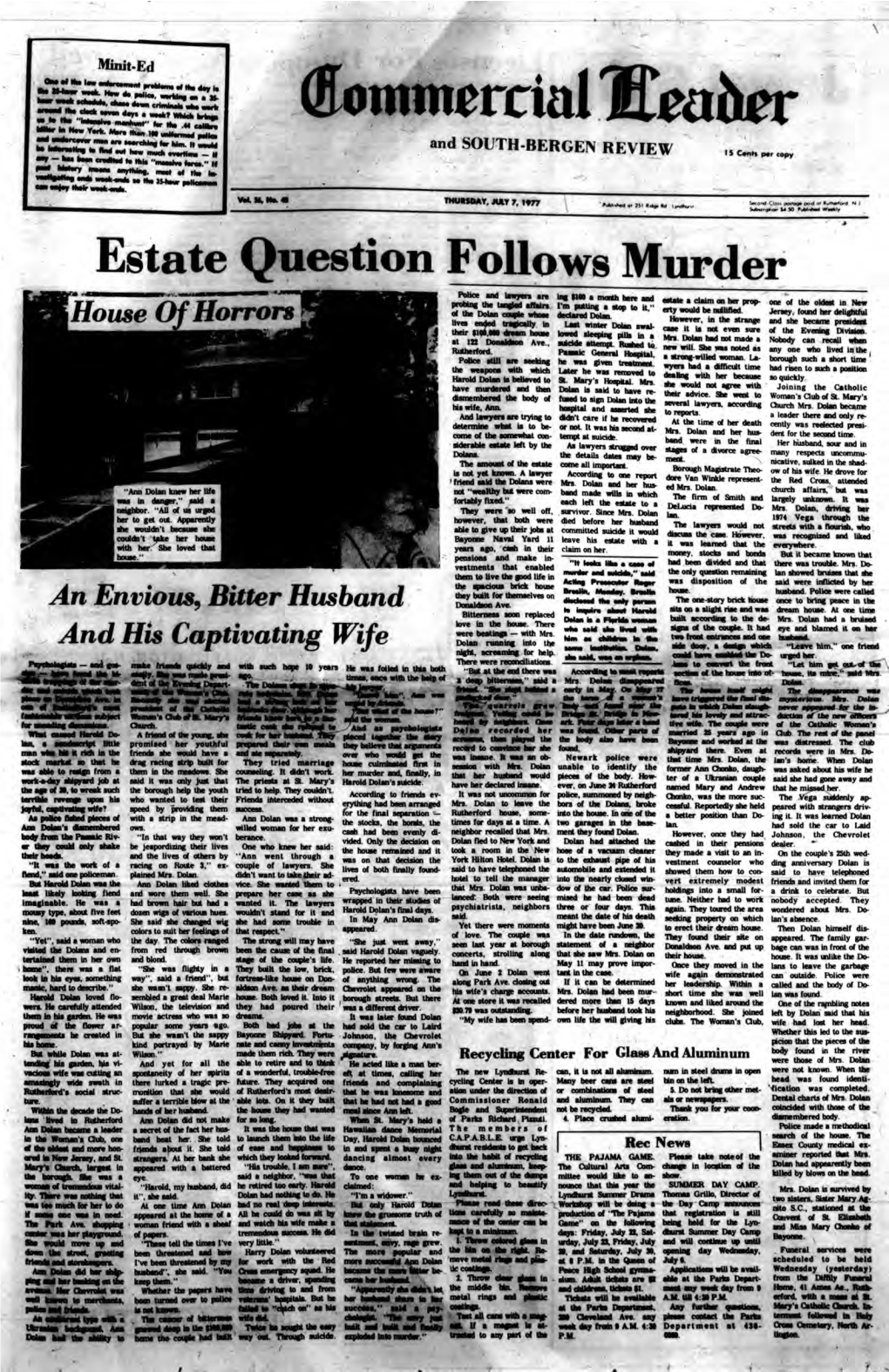 Estate Question Follows Murder