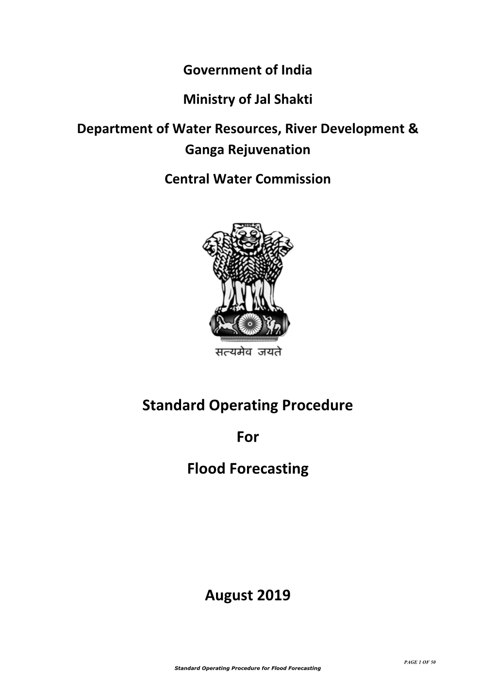 Standard Operating Procedure for Flood Forecasting August 2019