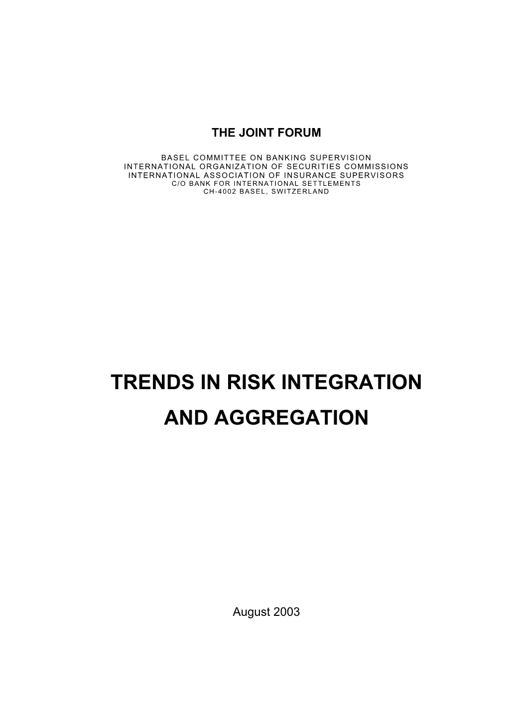 Trends in Risk Integration and Aggregation