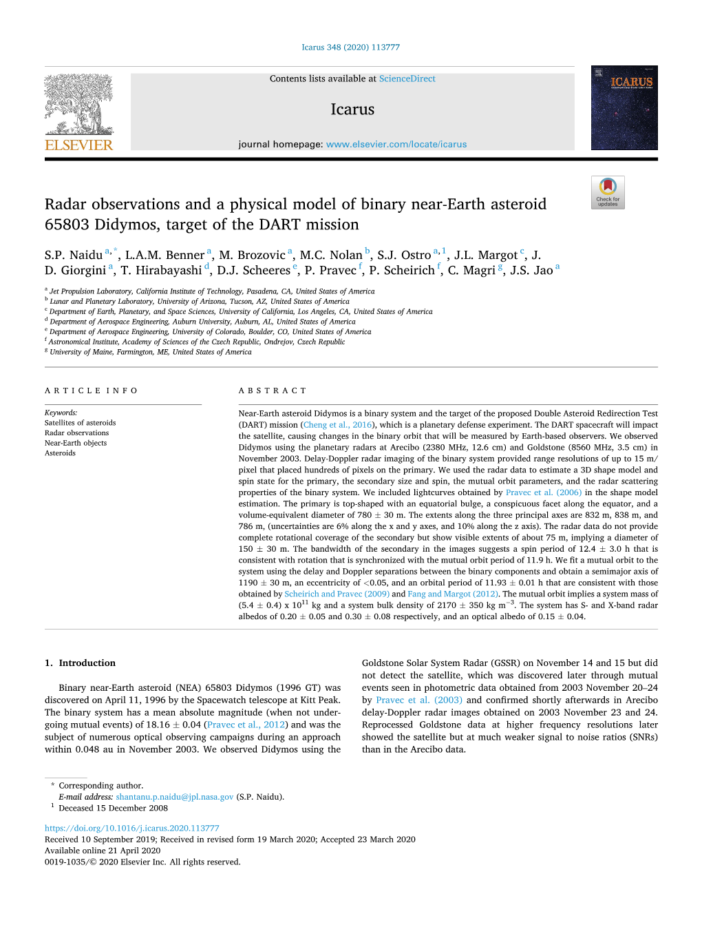Radar Observations and a Physical Model of Binary Near-Earth Asteroid 65803 Didymos, Target of the DART Mission