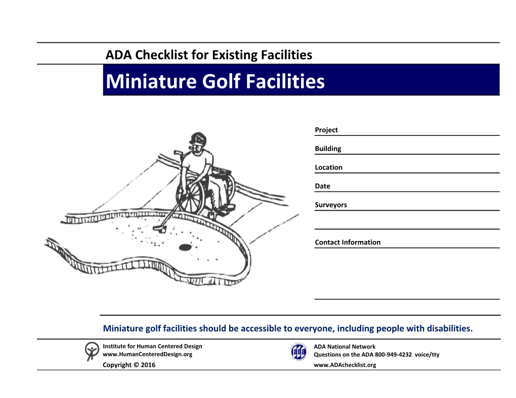 ADA Checklist for Existing Facilities Miniature Golf Facilities