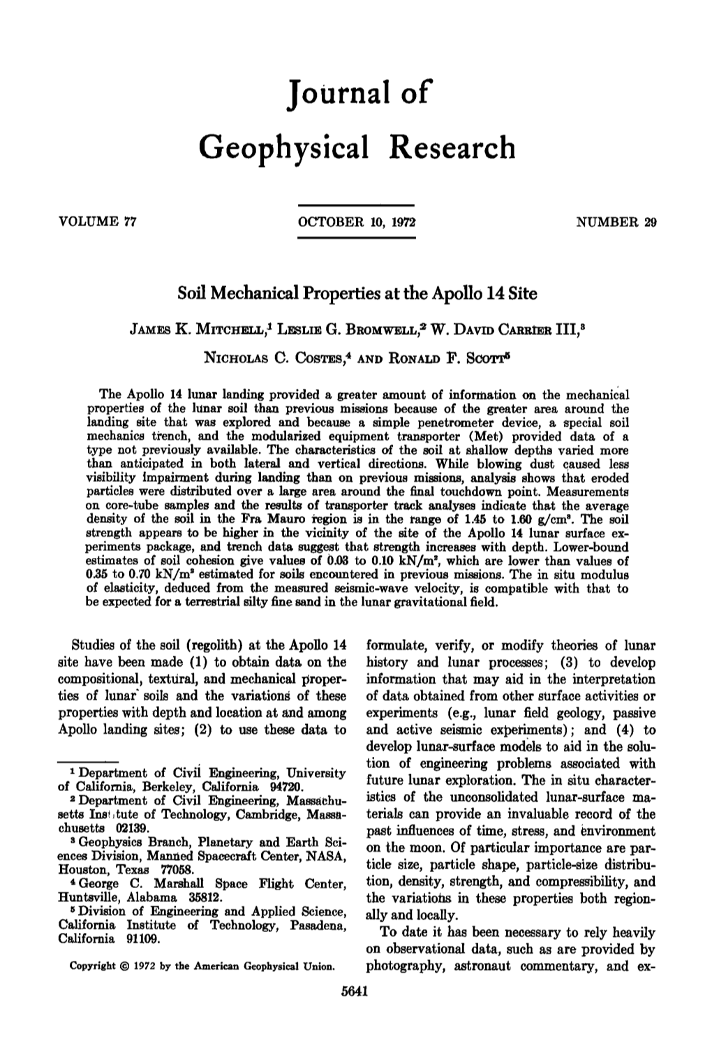 Soil Mechanical Properties at the Apollo 14 Site