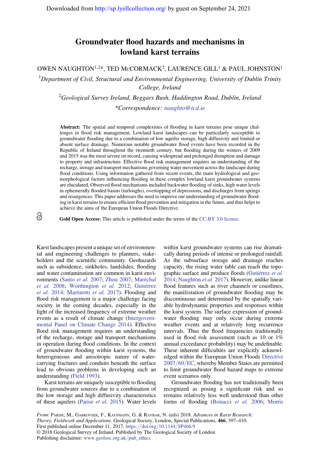 Groundwater Flood Hazards and Mechanisms in Lowland Karst Terrains