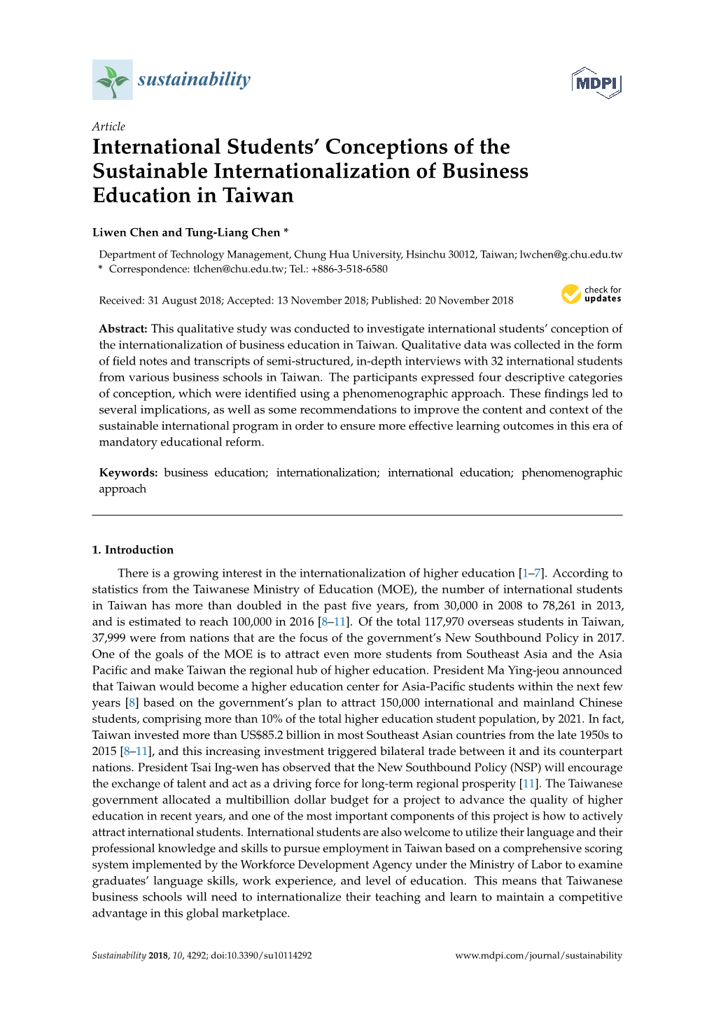 International Students' Conceptions of the Sustainable Internationalization