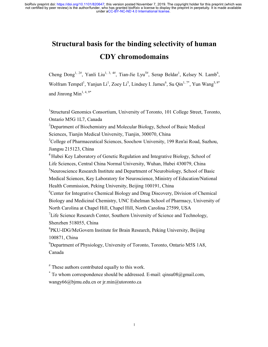 Structural Basis for the Binding Selectivity of Human CDY Chromodomains