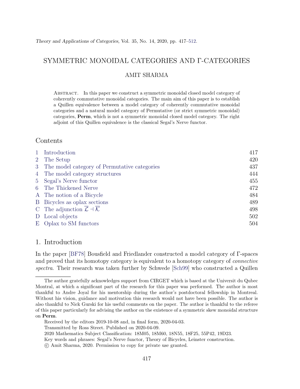 Symmetric Monoidal Categories and Γ-Categories