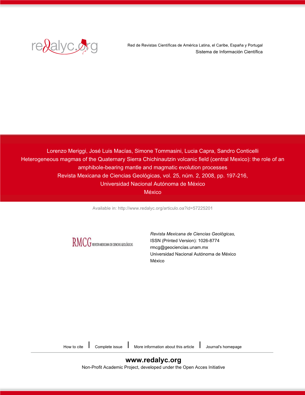 Redalyc.Heterogeneous Magmas of the Quaternary Sierra Chichinautzin