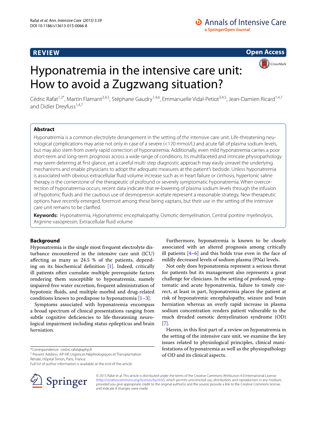 Hyponatremia in the Intensive Care Unit