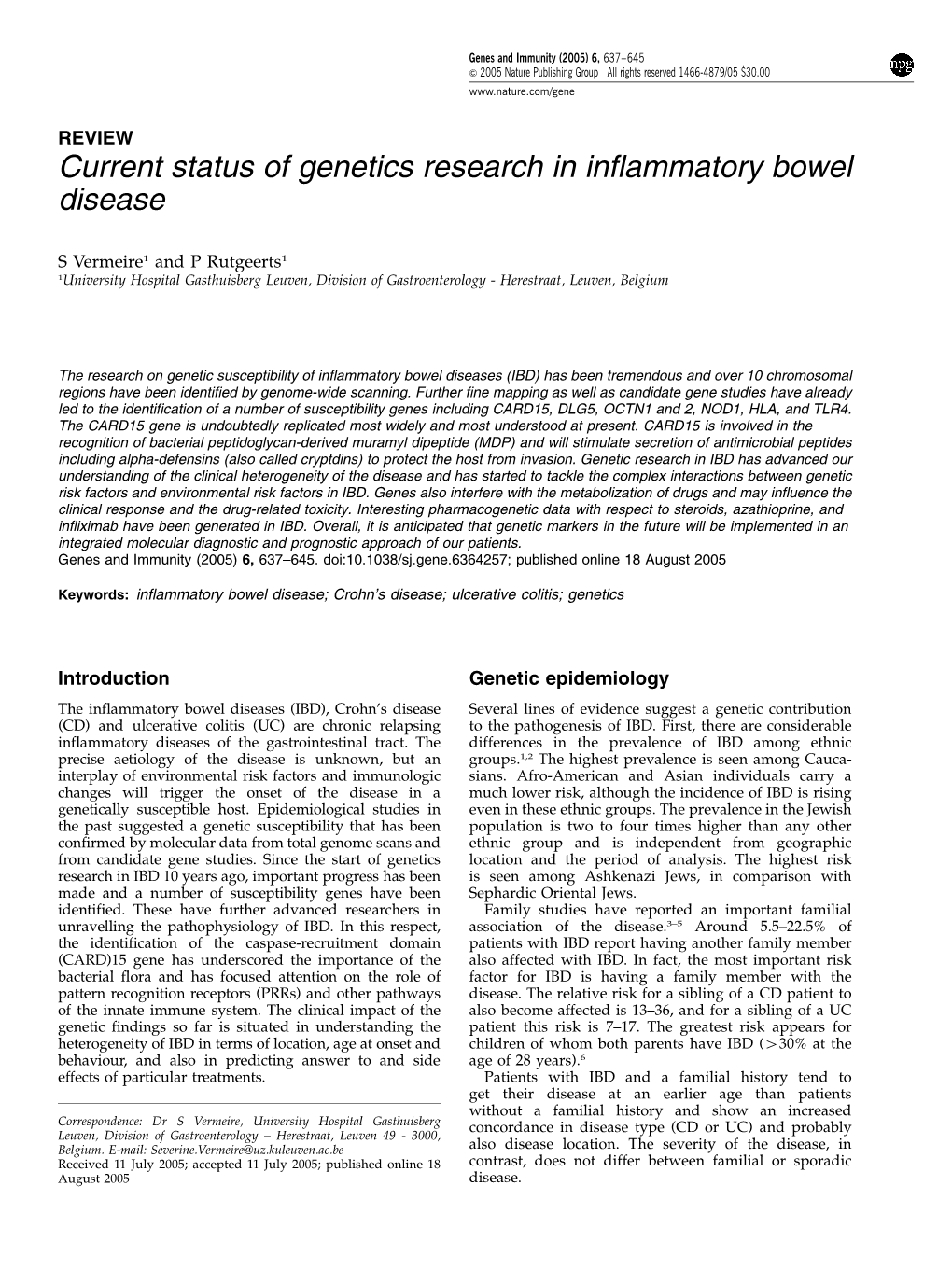 Current Status of Genetics Research in Inflammatory Bowel Disease