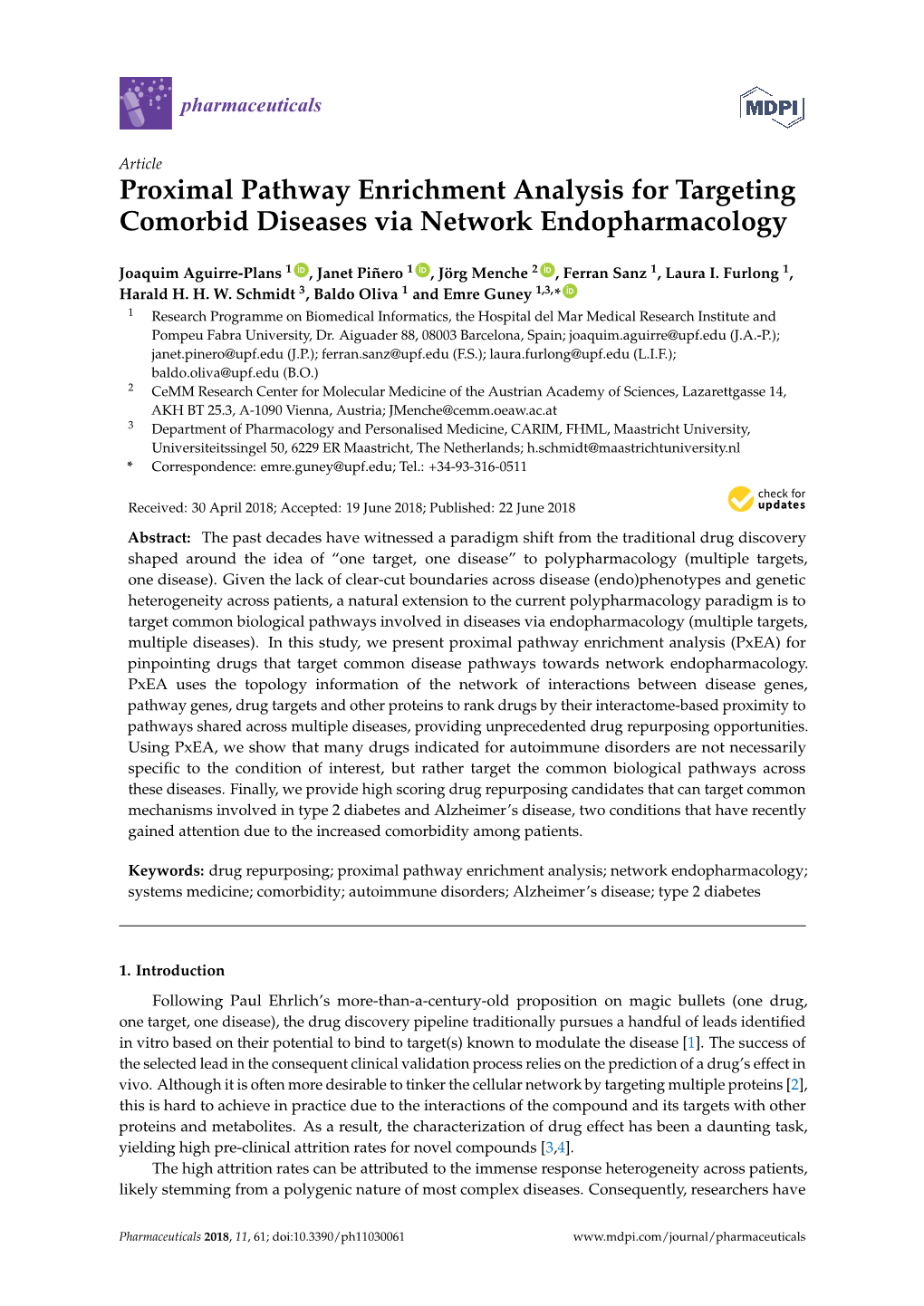 Proximal Pathway Enrichment Analysis for Targeting Comorbid Diseases Via Network Endopharmacology