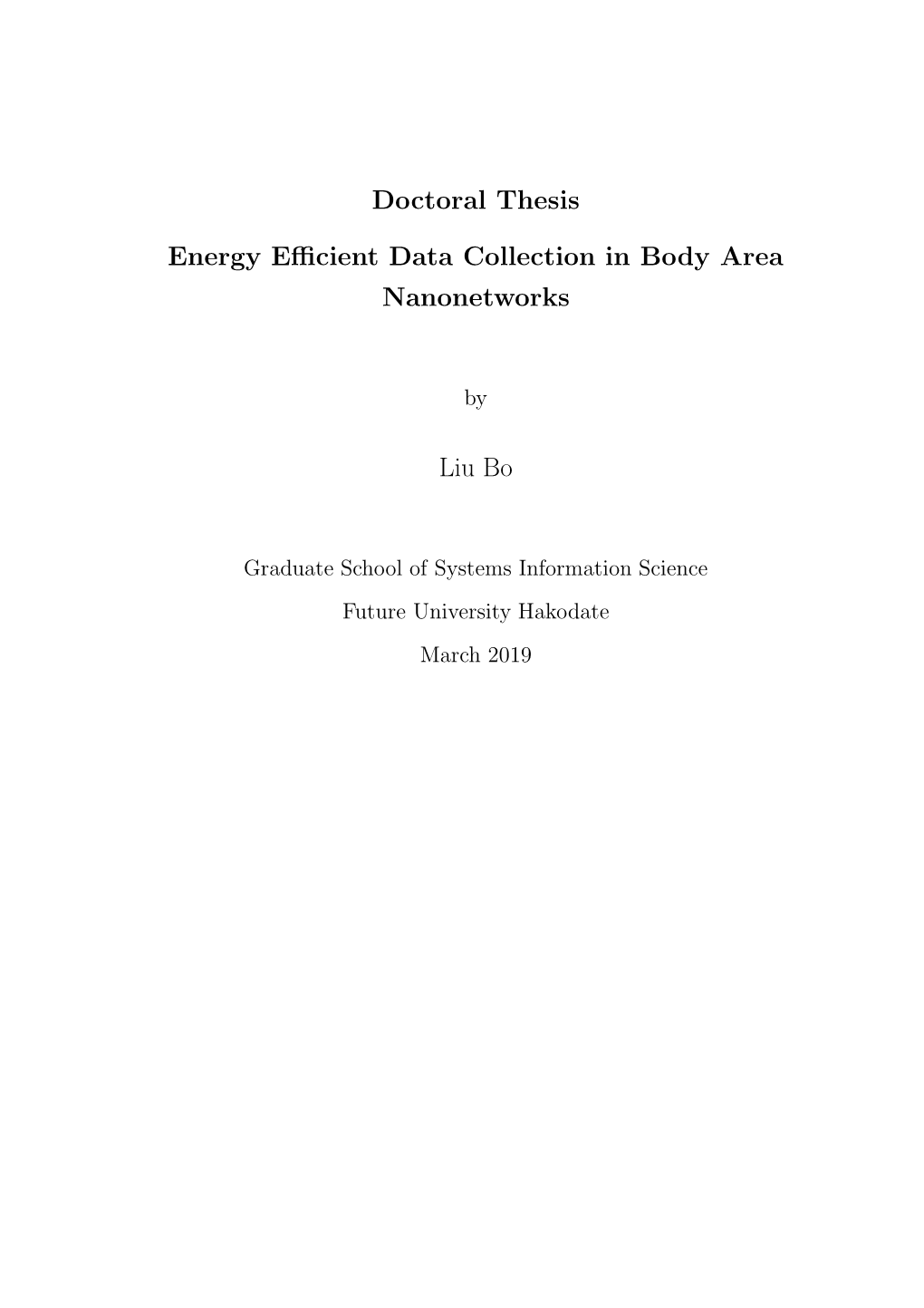 Doctoral Thesis Energy Efficient Data Collection in Body Area