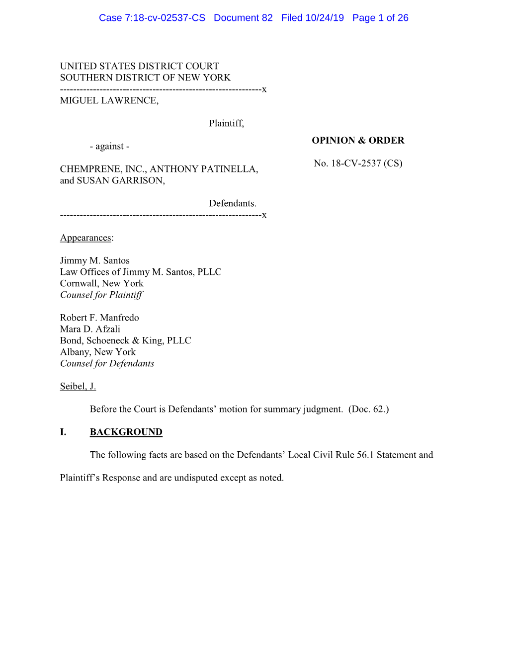 Case 7:18-Cv-02537-CS Document 82 Filed 10/24/19 Page 1 of 26