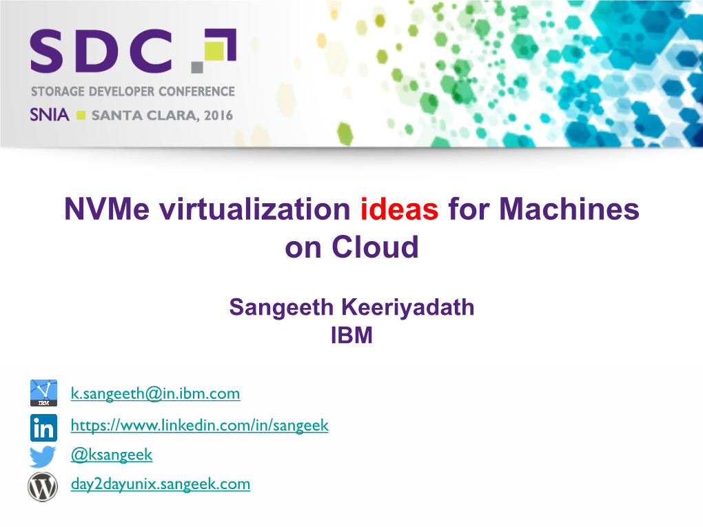 Nvme Virtualization Ideas for Machines on Cloud