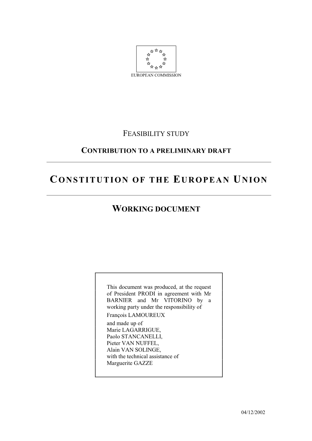 Contribution to a Preliminary Draft Constitution of The