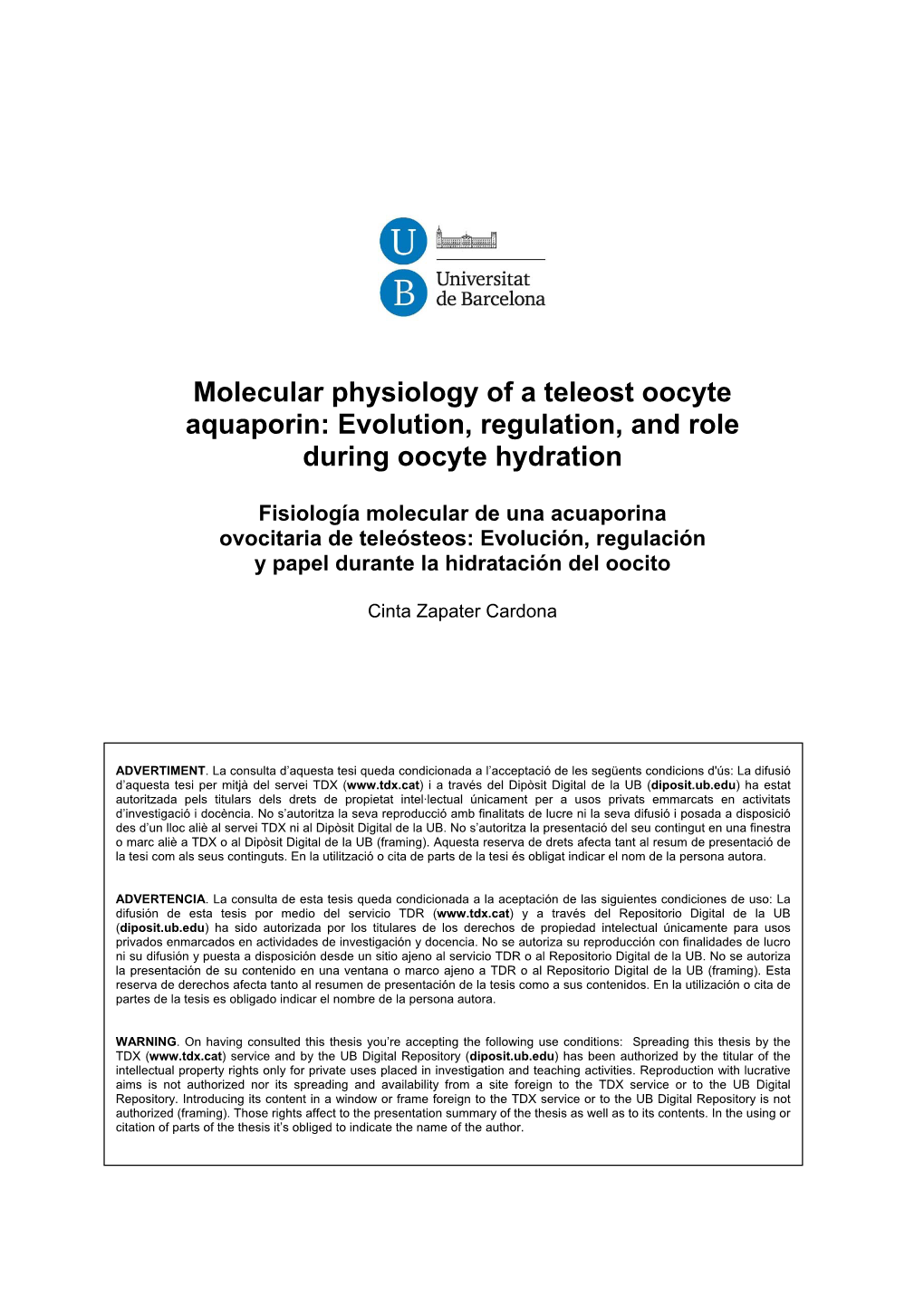 Molecular Physiology of a Teleost Oocyte Aquaporin: Evolution, Regulation, and Role During Oocyte Hydration