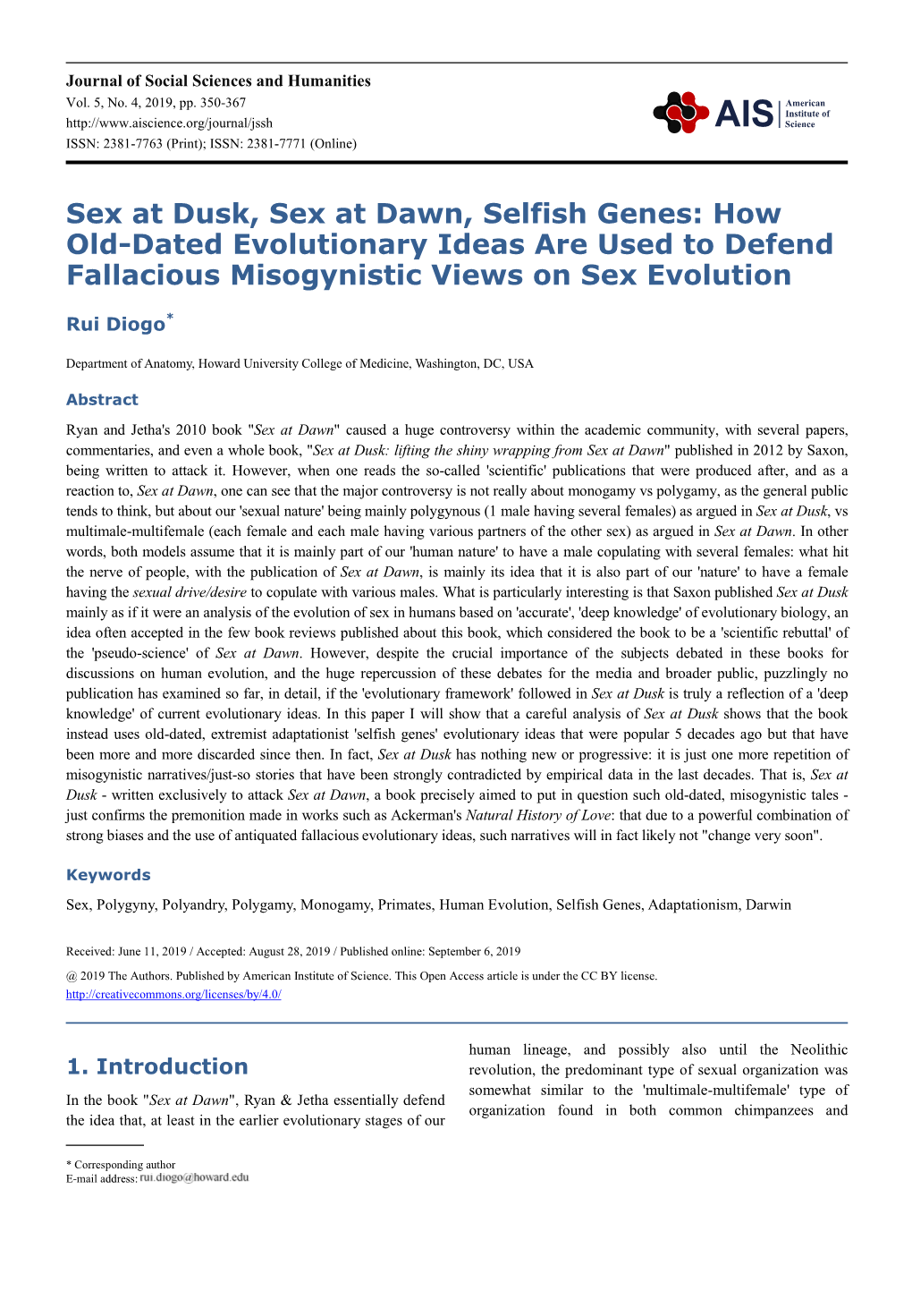 Sex at Dusk, Sex at Dawn, Selfish Genes: How Old-Dated Evolutionary Ideas Are Used to Defend Fallacious Misogynistic Views on Sex Evolution