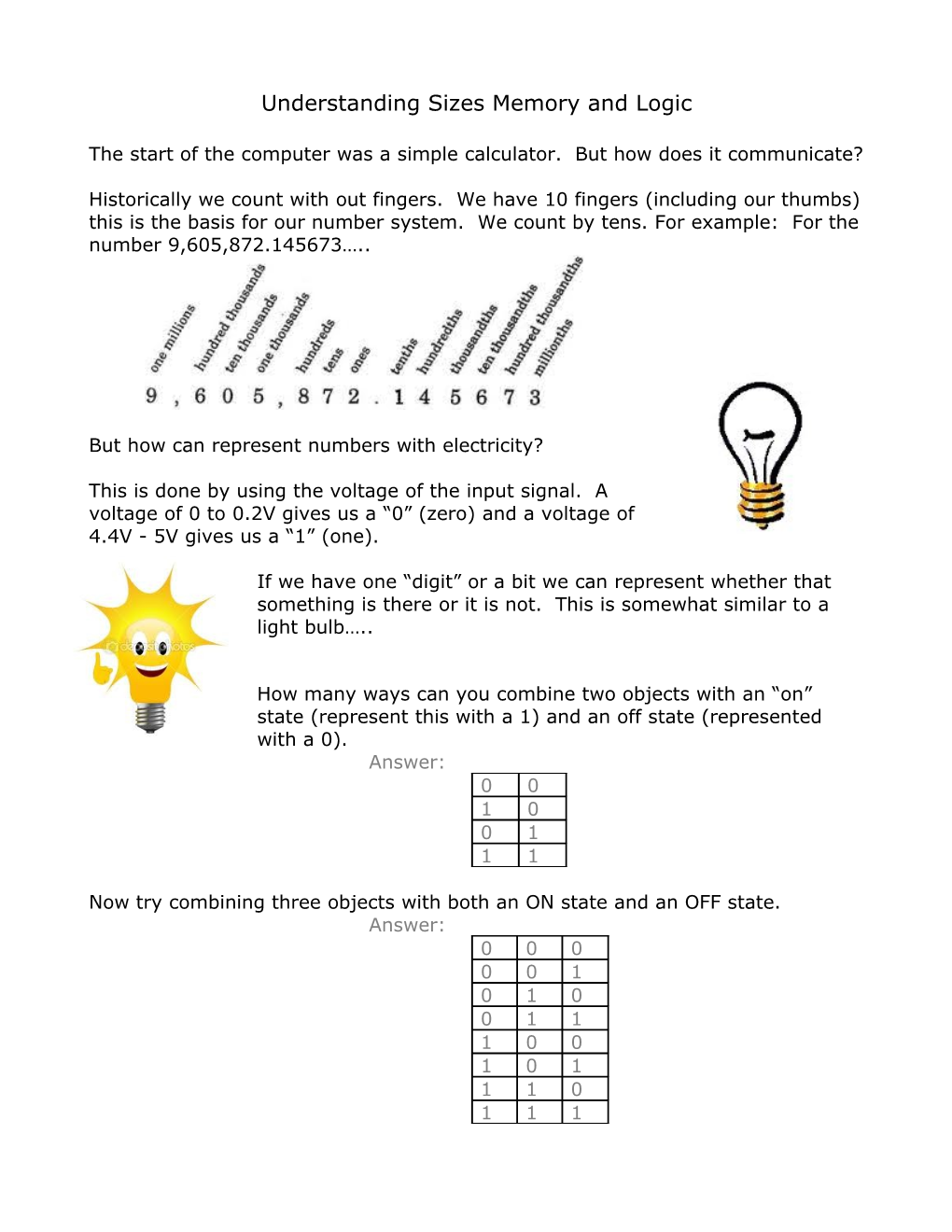 Understanding Sizes Memory and Logic